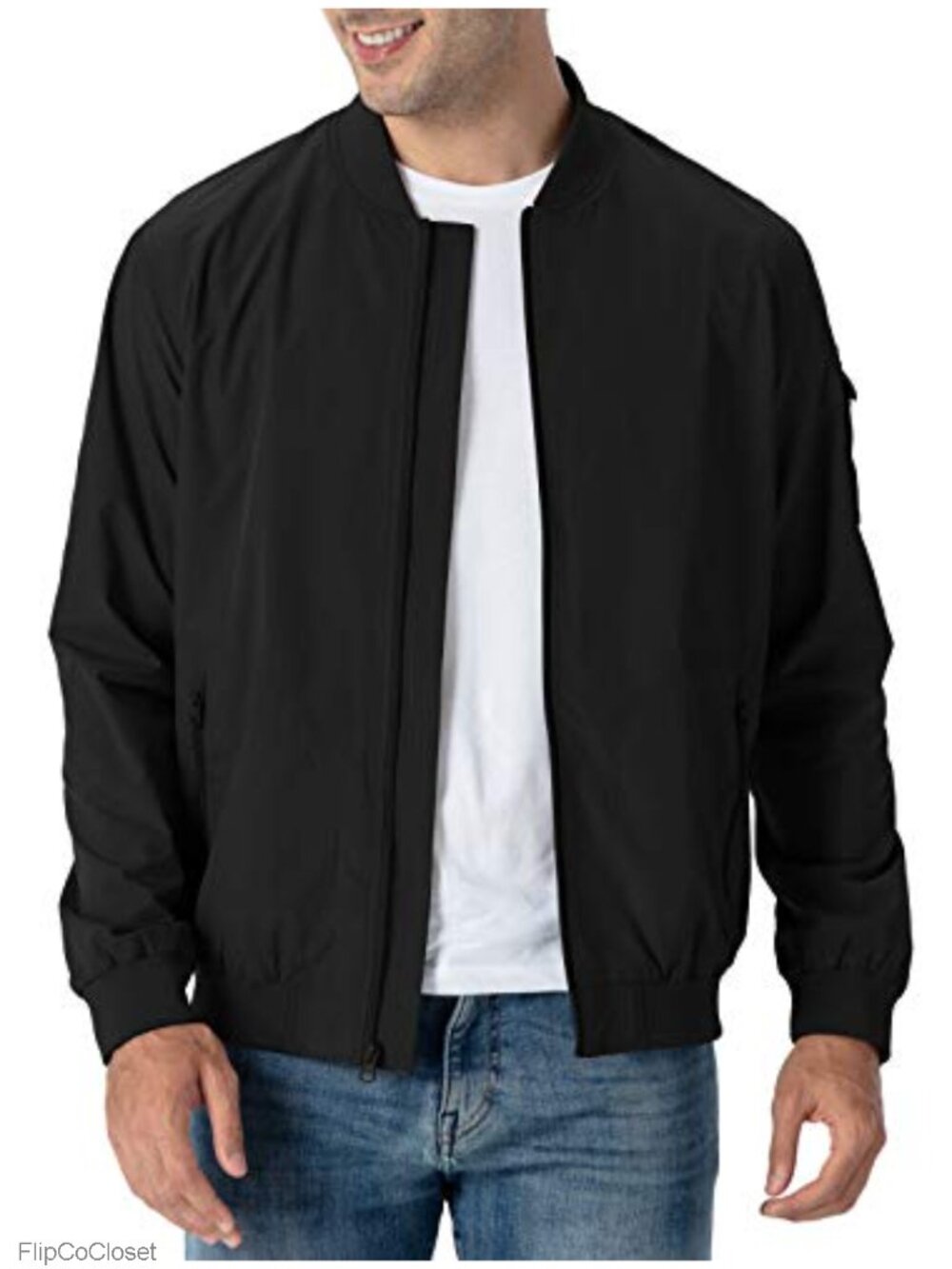 Men's Lightweight Bomber Jacket Windbreaker Full-Zip Casual